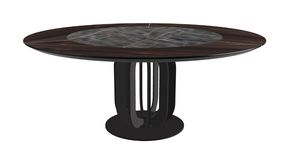 T Diameter 180 x Height 75 cm - Swivel_Matt Portoro_Black Embossed_Burned Oak