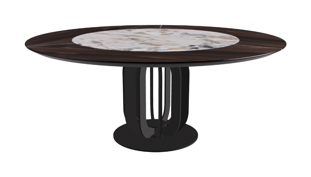 T Diameter 180 x Height 75 cm - Swivel_Makalu_Black Embossed_Burned Oak