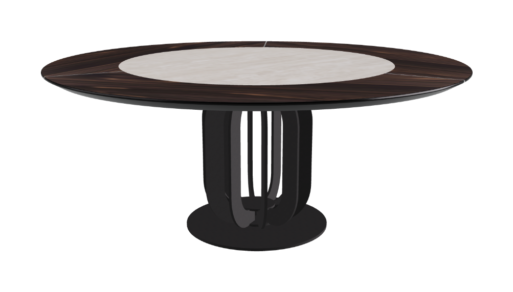 T Diameter 180 x Height 75 cm - Swivel_Colosseo_Black Embossed_Burned Oak