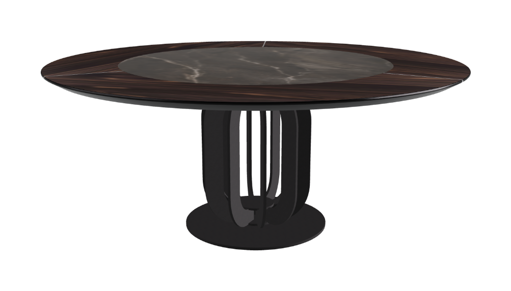 T Diameter 180 x Height 75 cm - Swivel_Andromeda_Black Embossed_Burned Oak