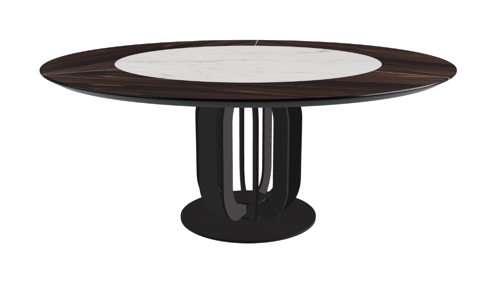 T Diameter 180 x Height 75 cm - Swivel_Matt Invisible_Black Embossed_Burned Oak