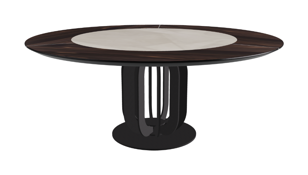 T Diameter 180 x Height 75 cm - Swivel_Luxor_Black Embossed_Burned Oak