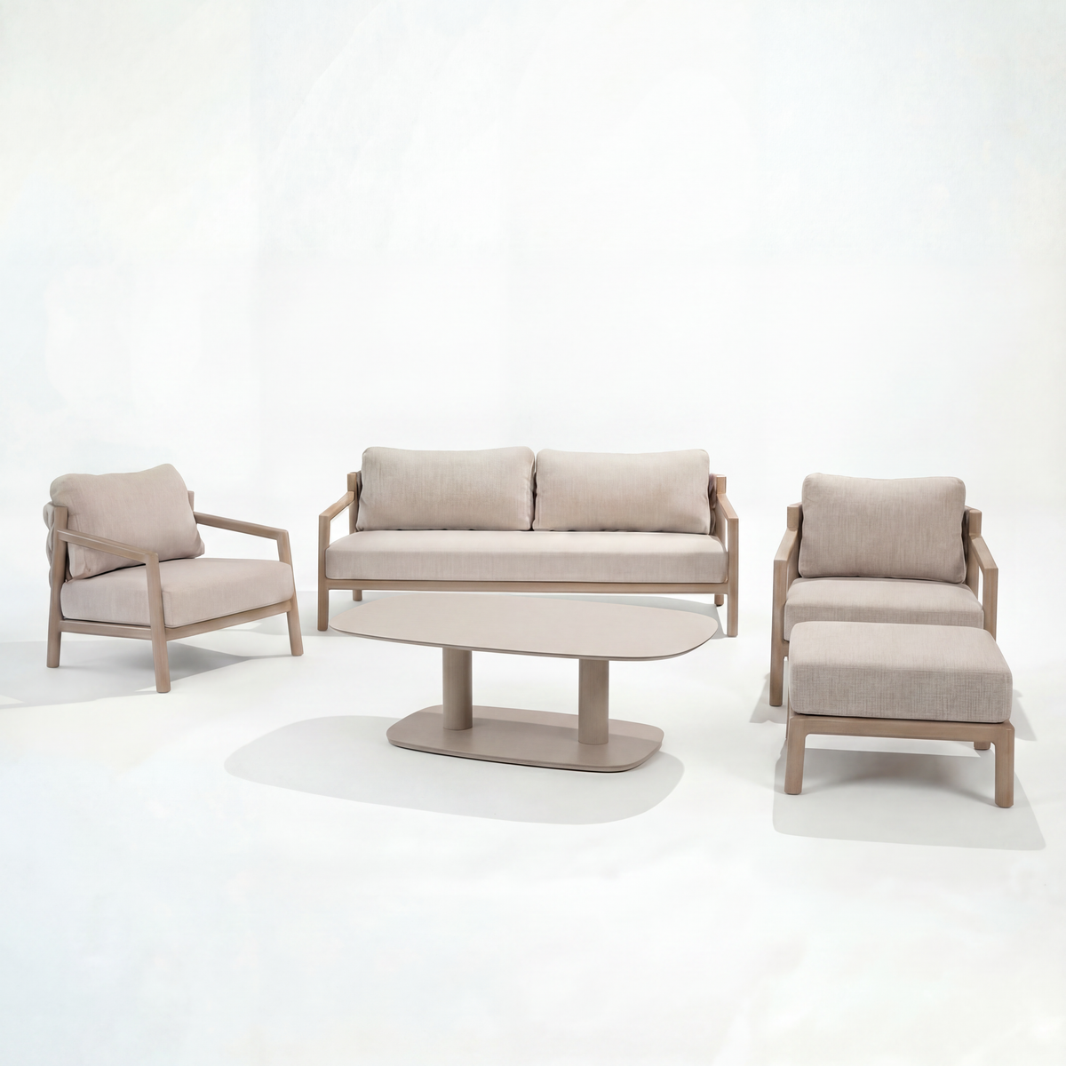 4 Seasons Outdoor Solenza 5 Seat Lounge with Coffee Tables and Footstools