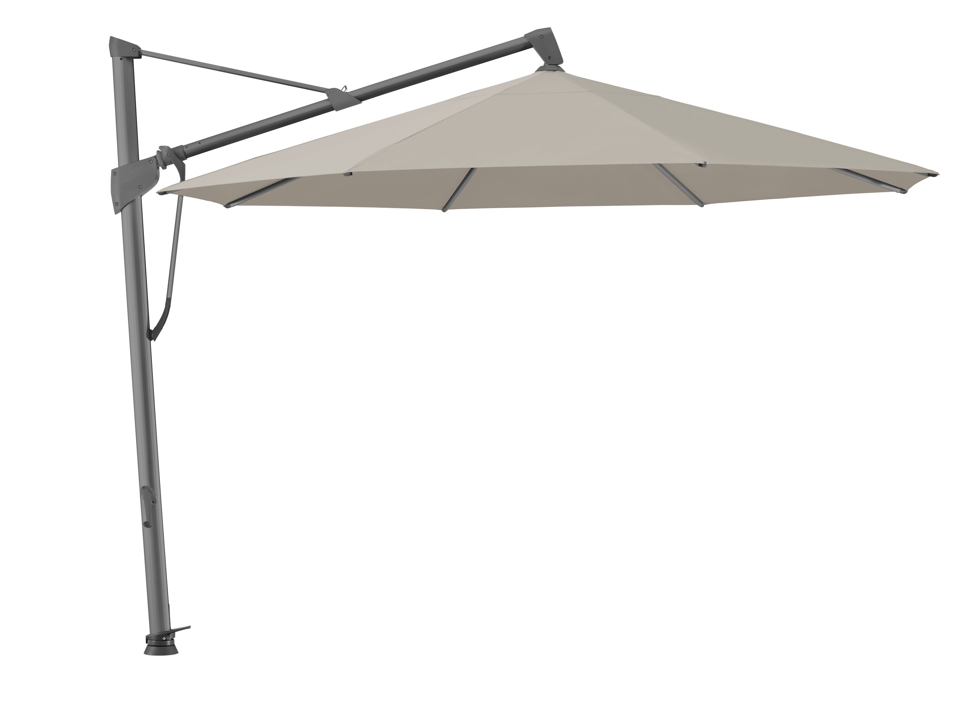 Sombrano 3.5m Round Taupe Canopy With Official Glatz Moveable Concrete Base