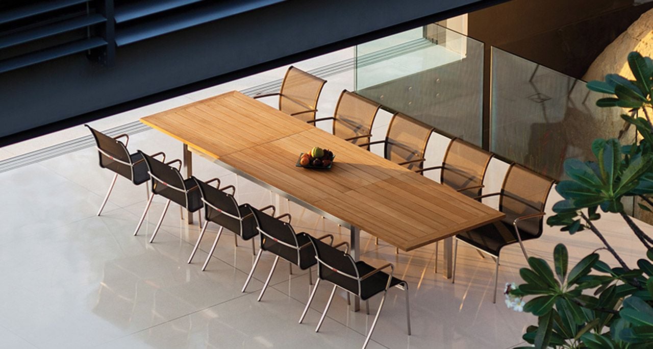 Taboela Extendable Table 100x220/340cm Anthracite With Teak Tabletop