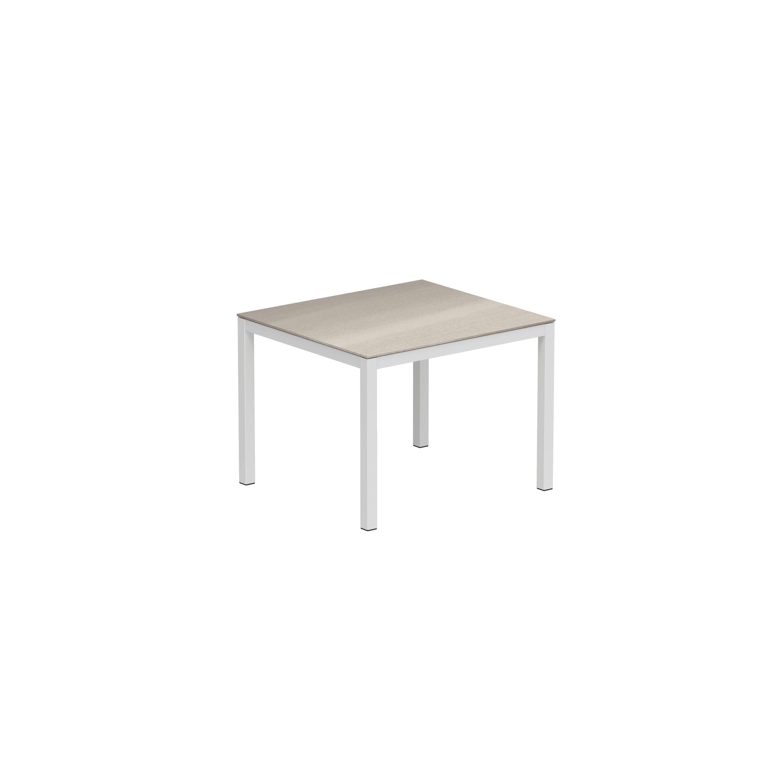 Taboela Table 100x90cm White Ceramic Tabletop Taupe Grey