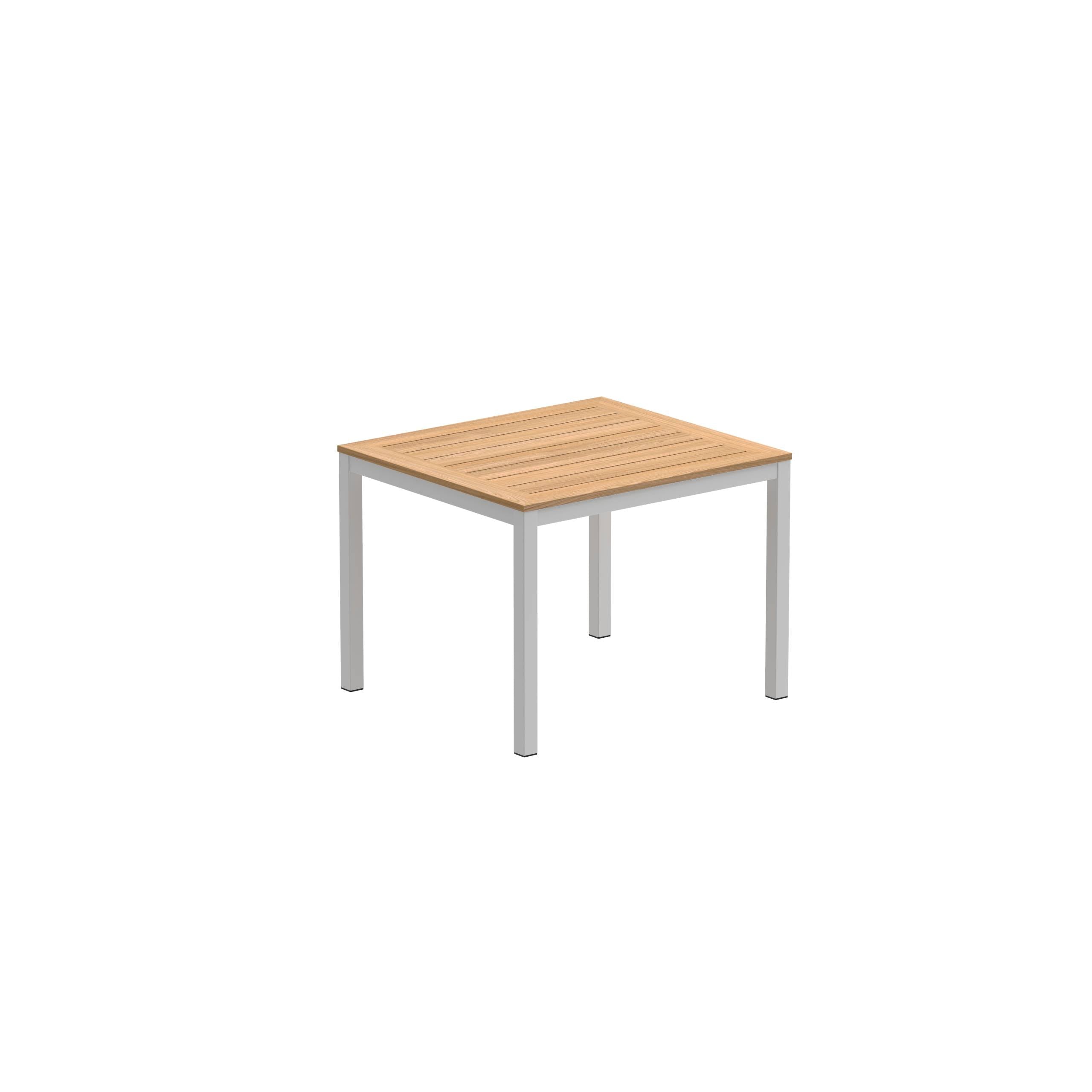 Taboela Table 100x90cm White With Teak Top
