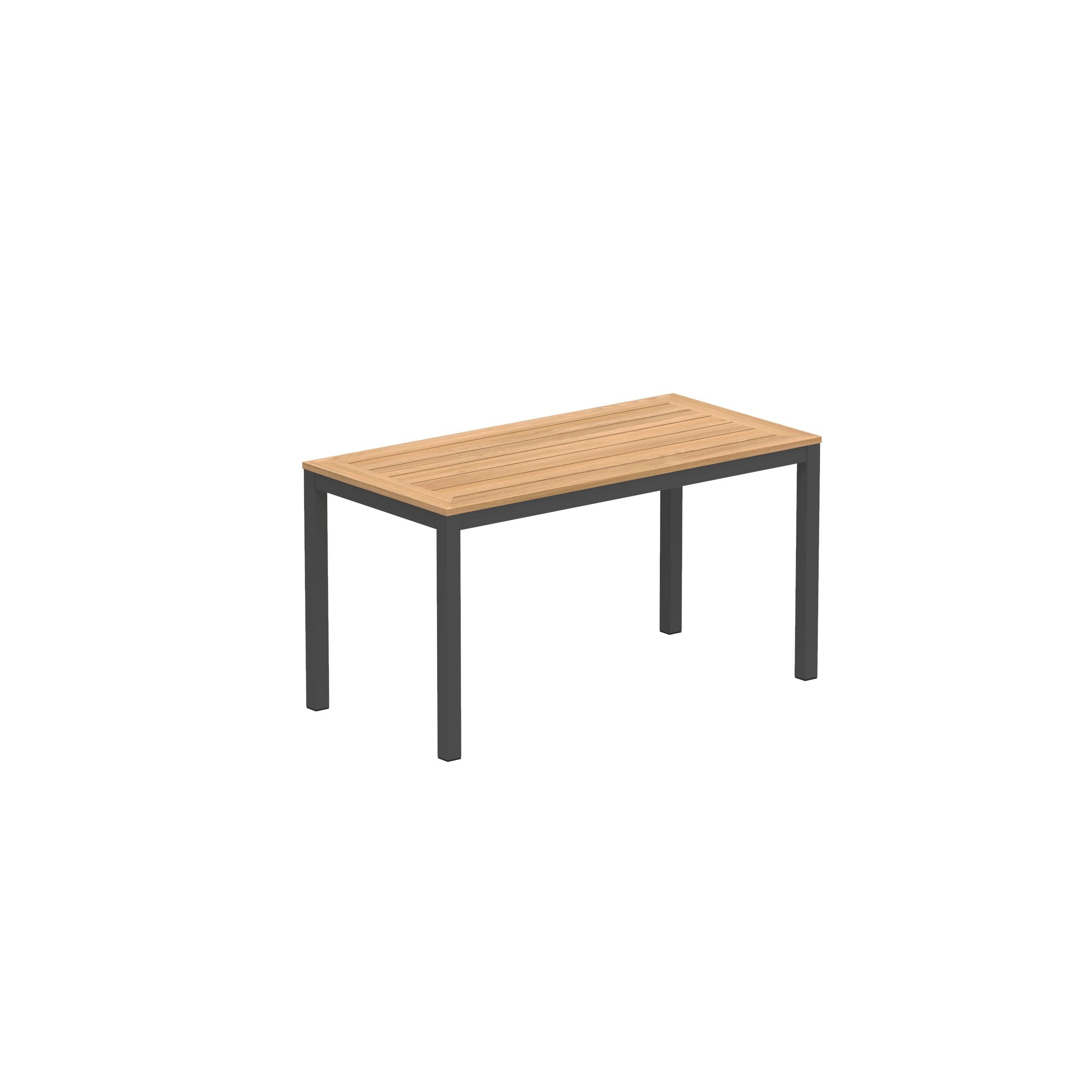 Taboela Table 140x70cm Anthracite With Teak Tabletop