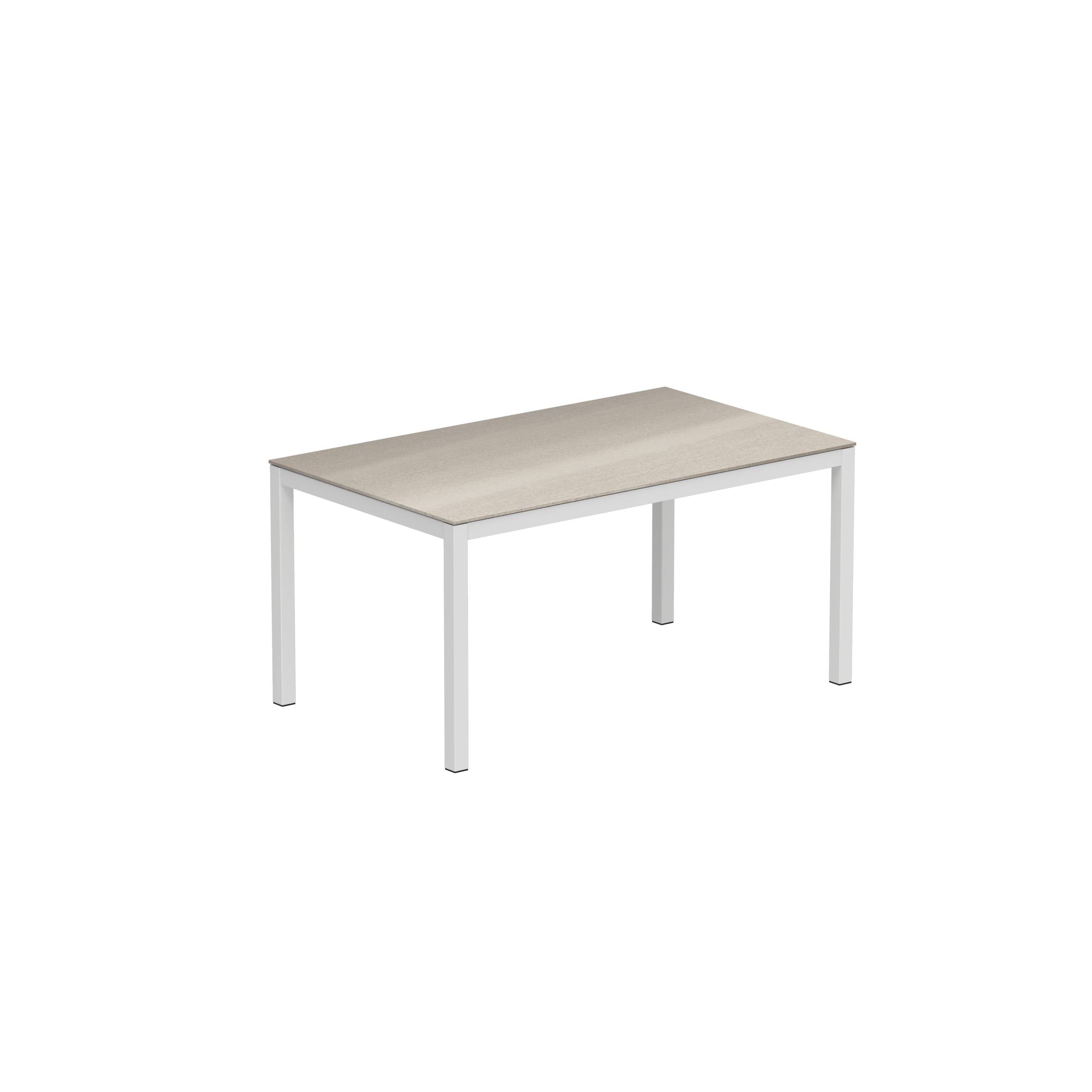 Taboela Table 150x90cm White + Ceramic Tabletop Taupe Grey