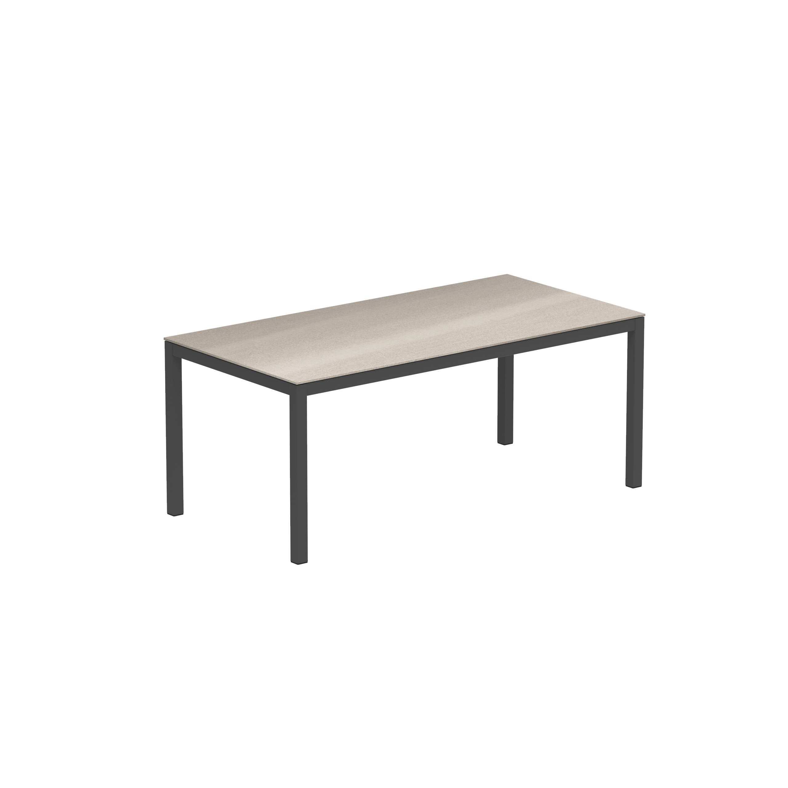 Taboela Table 180x90cm Anthracite + Ceramic Top Taupe Grey