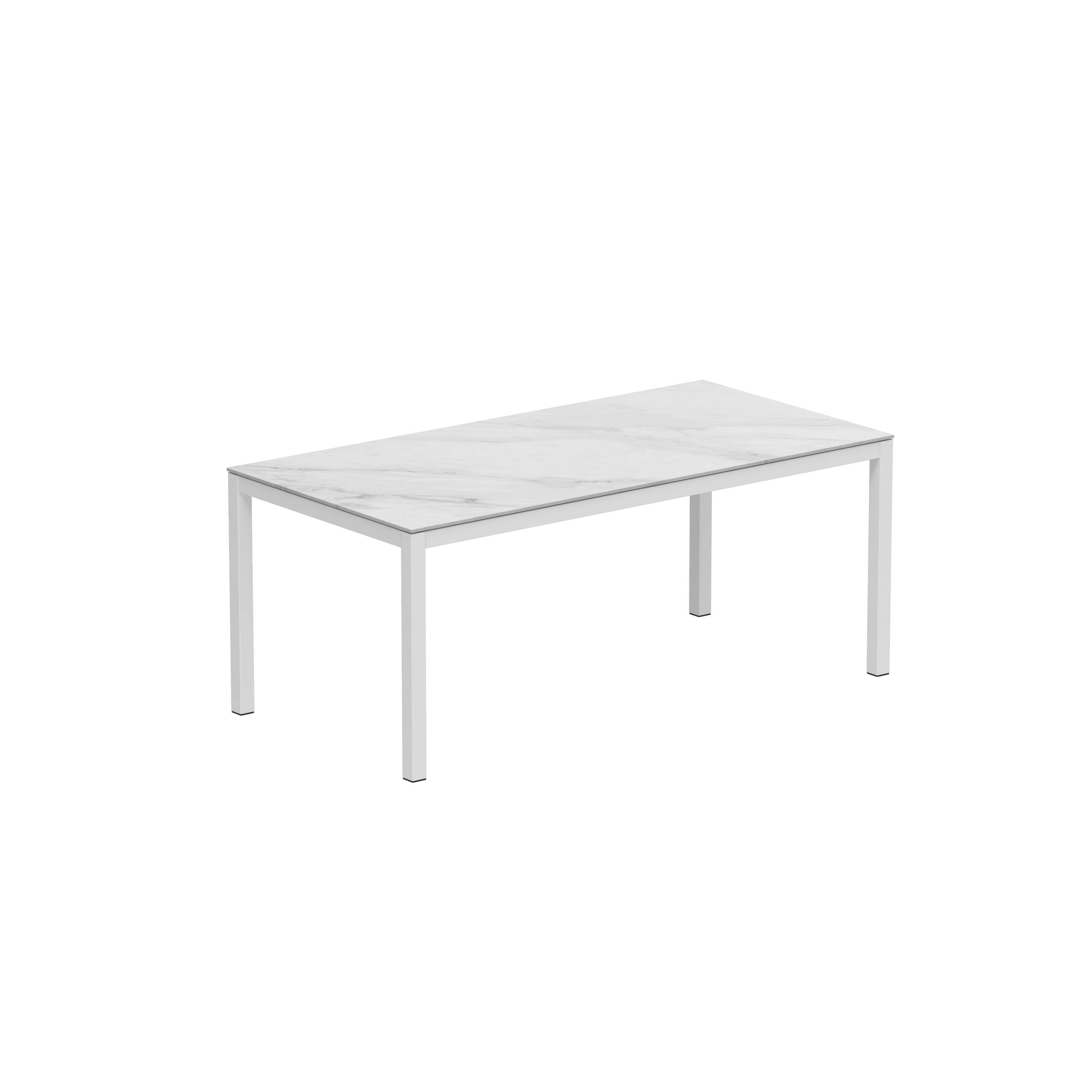 Taboela Table 180x90cm White + Ceramic Top Bianco Statuario