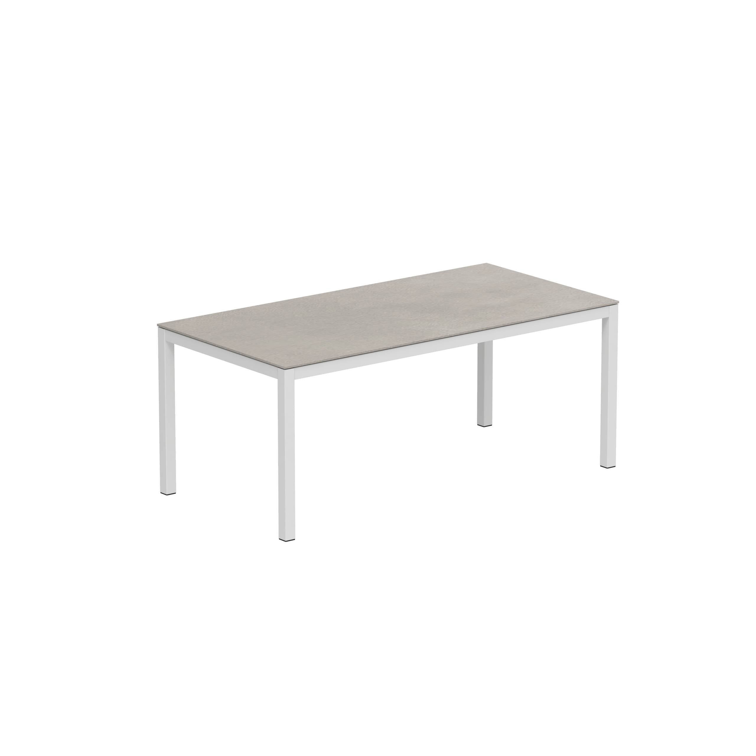 Taboela Table 180x90cm White + Ceramic Top Cemento Luminoso