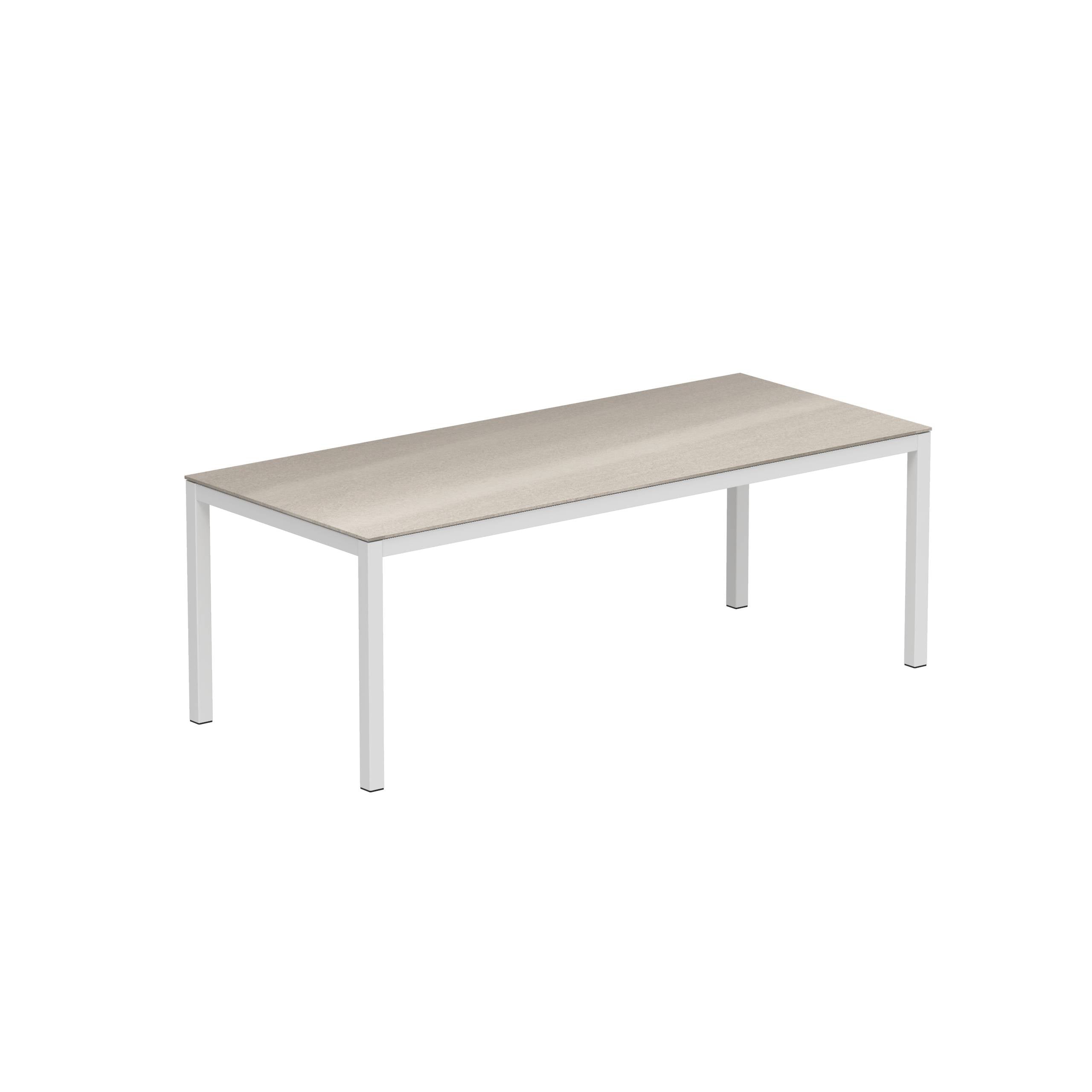 Taboela Table 210x90cm White With Taupe Grey Ceramic Tabletop