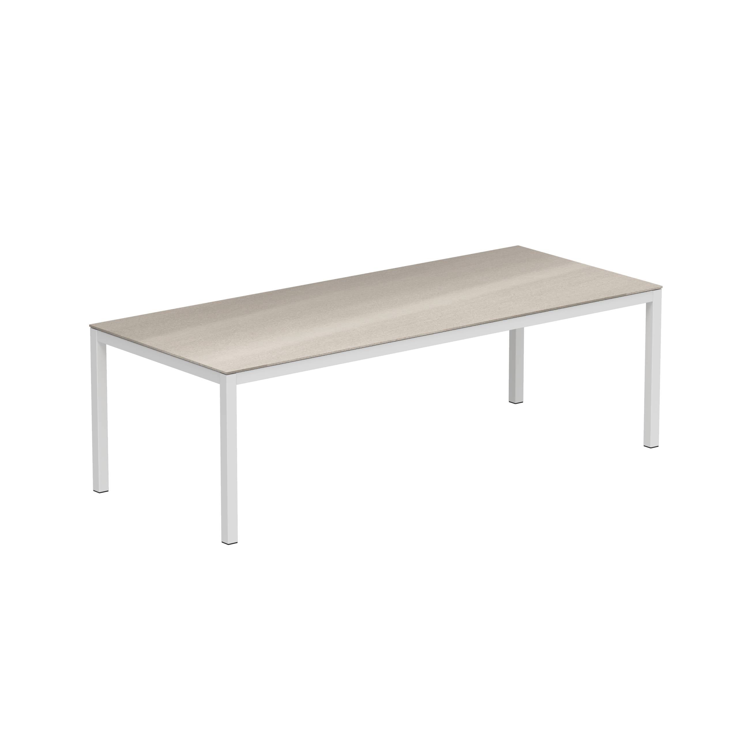 Taboela Table 240x100cm White + Ceramic Top Taupe Grey