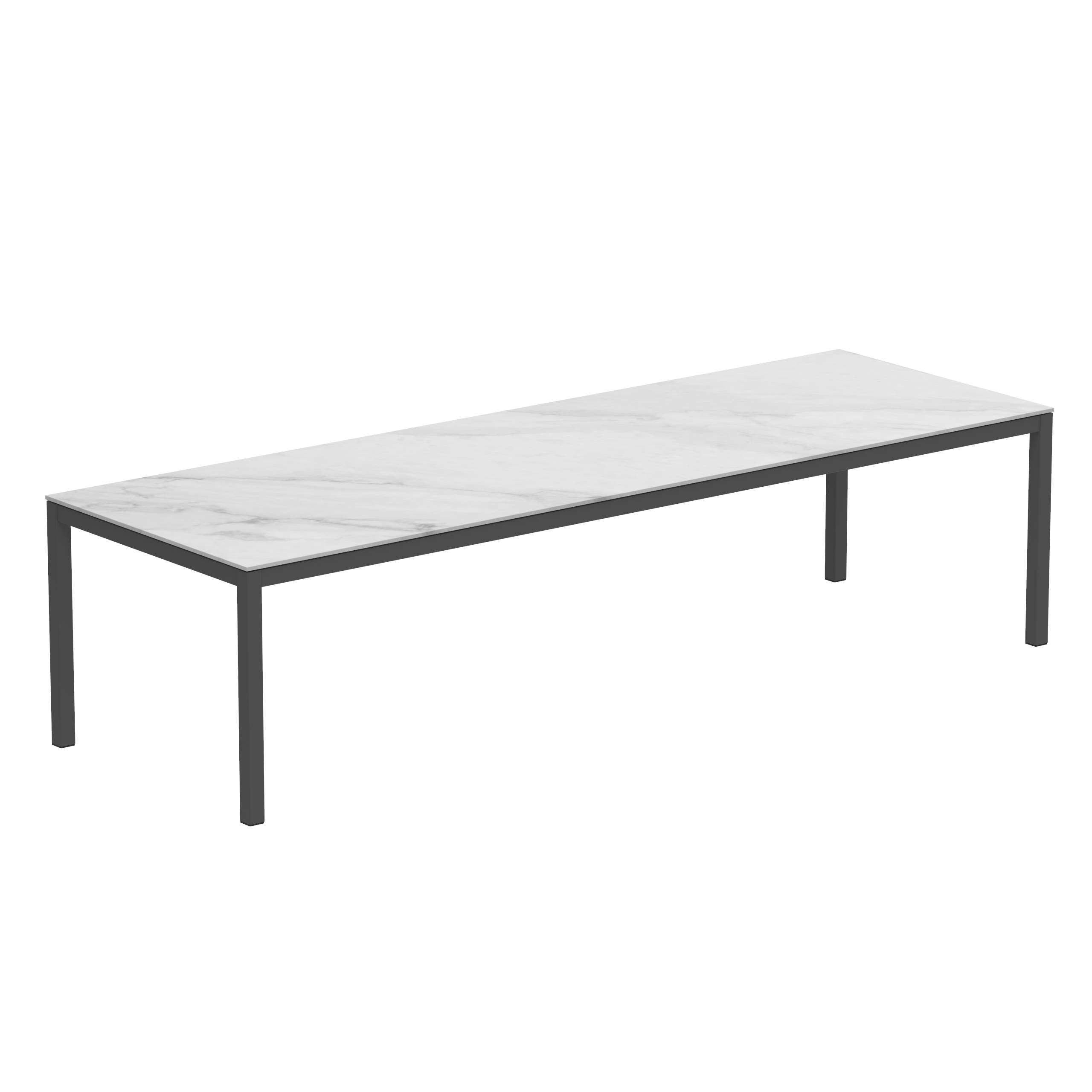 Taboela Table 300x100cm Anthracite With Ceramic Tabletop Bianco Statuario