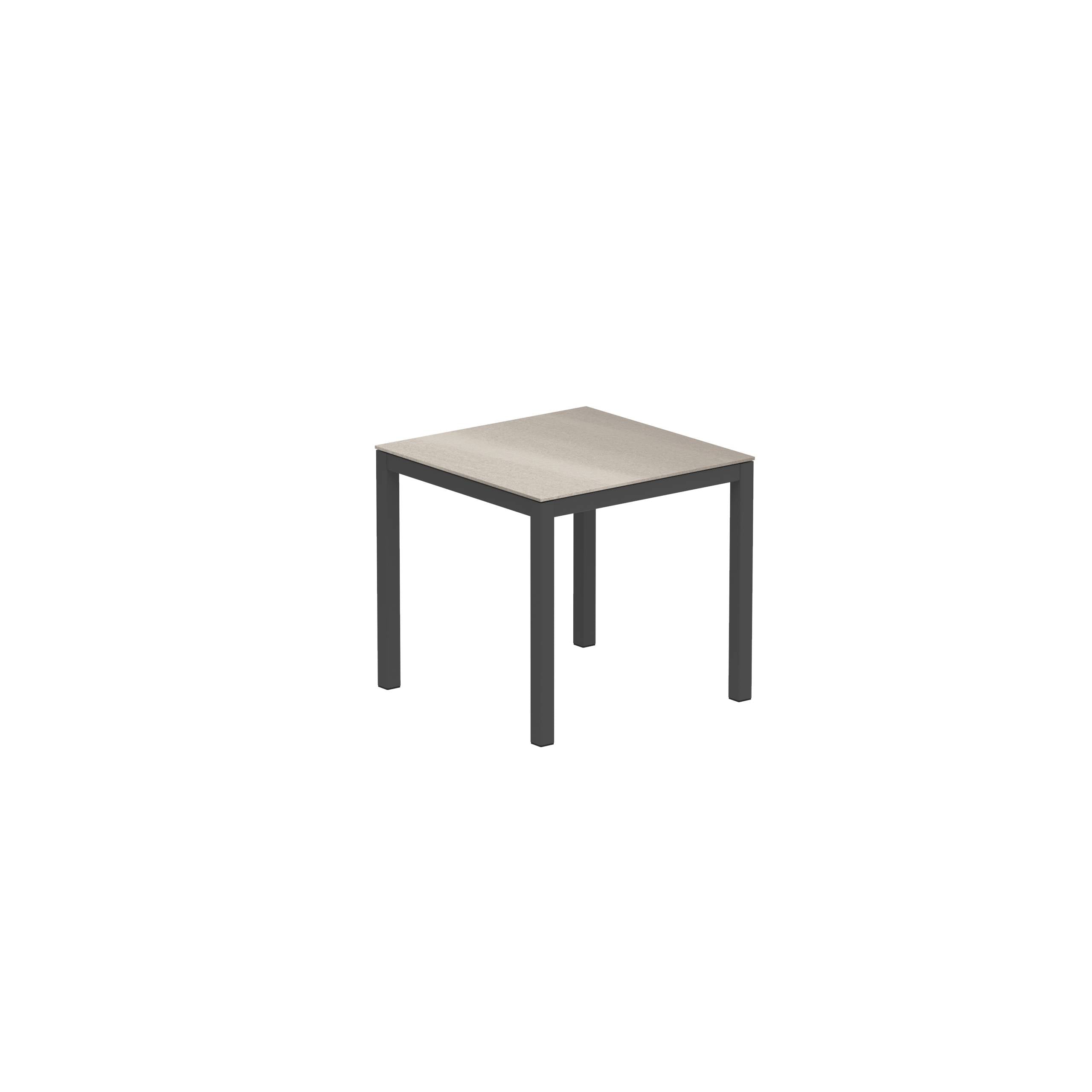 Taboela Table 80x80cm Anthracite Ceramic Tabletop Taupe Grey