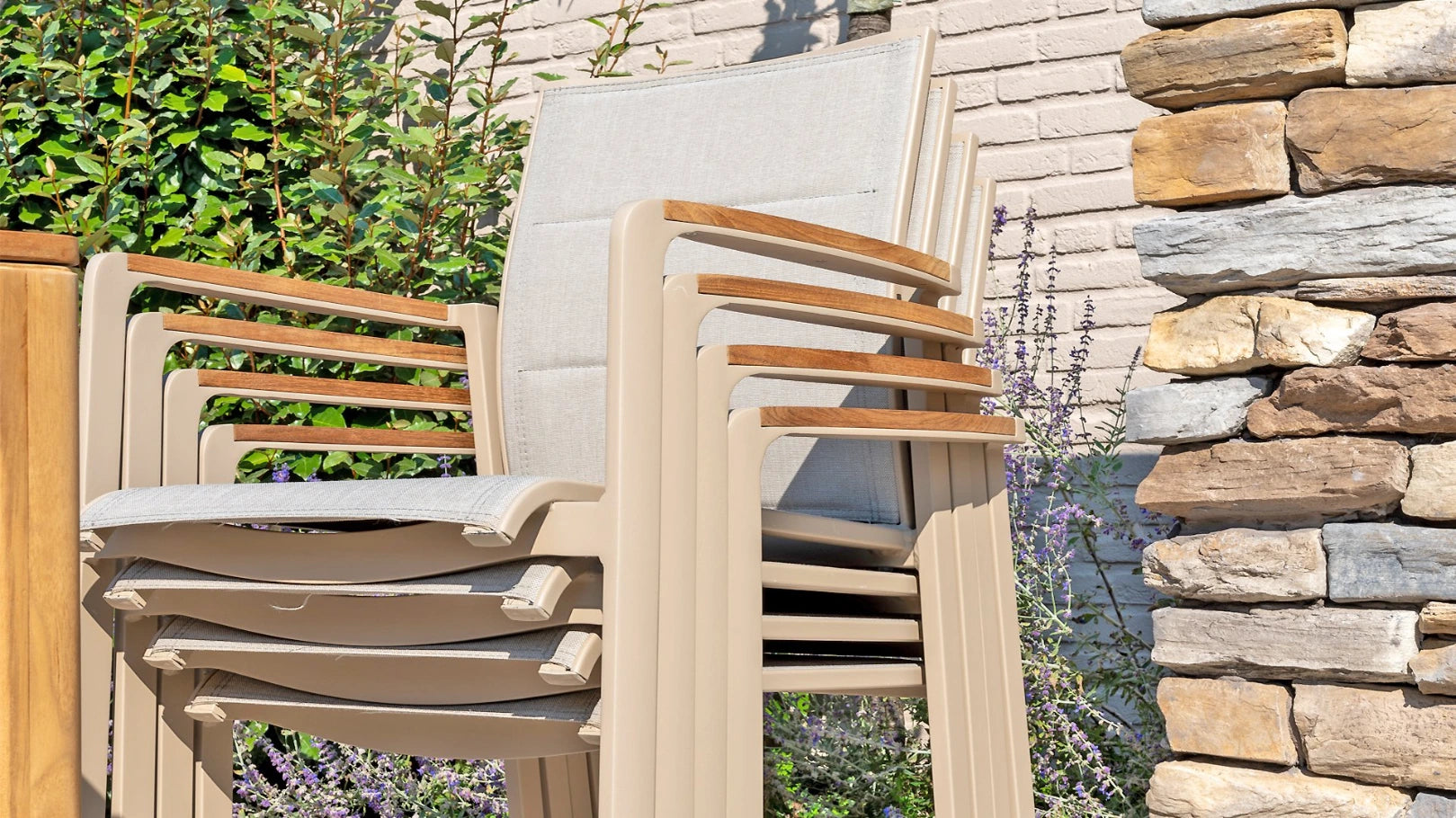 4 Seasons Outdoor Cortina stacking chair latte
