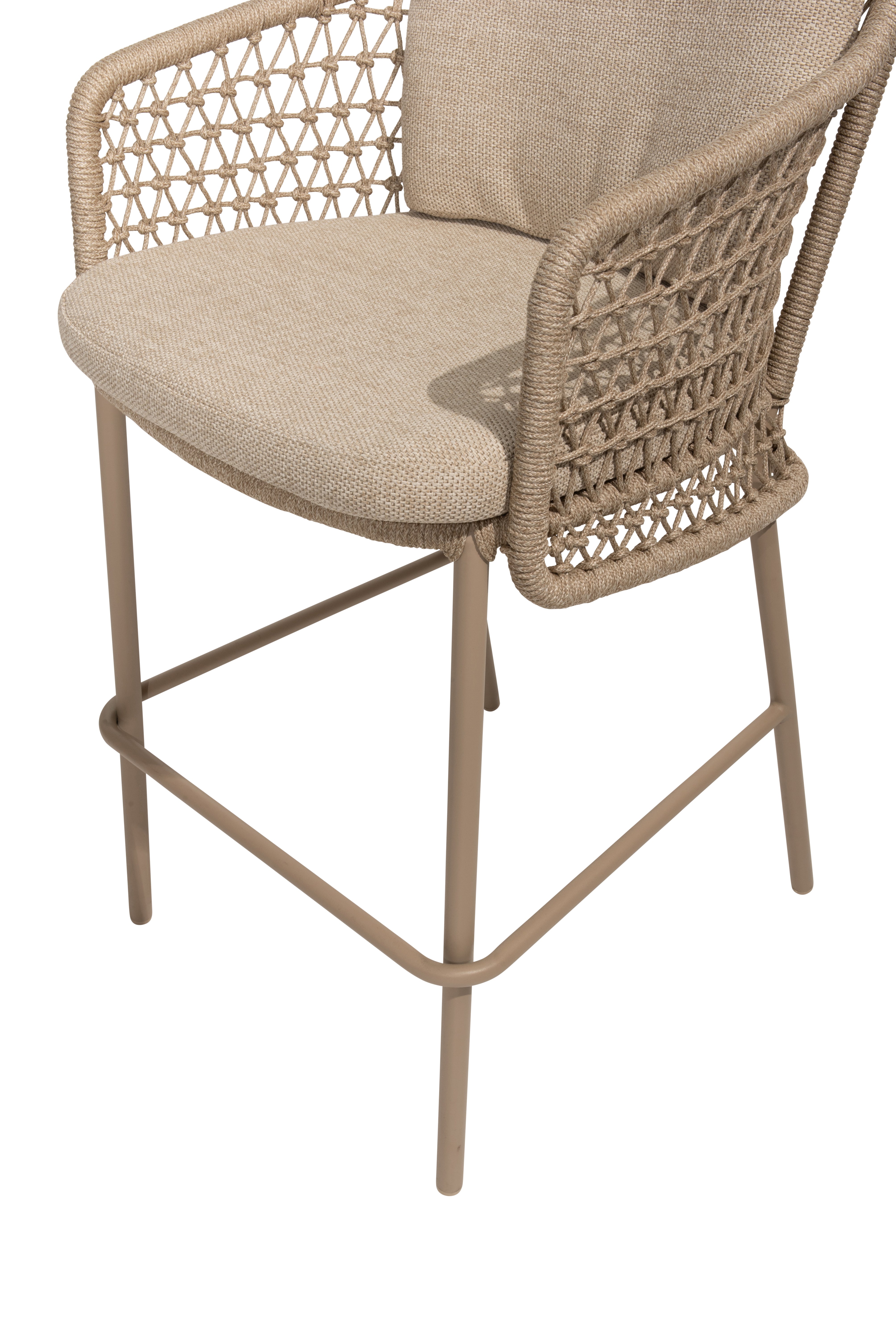 4 Season Outdoor Tramonti Bar Stool Latte with 2 Cushions