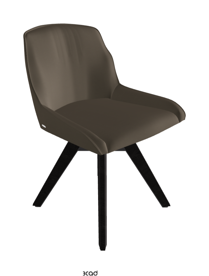 Tyler Swivel Dining Chair_Graphite Embossed_Open Pore Matt Black Ashwood_Soft Leather_Fango