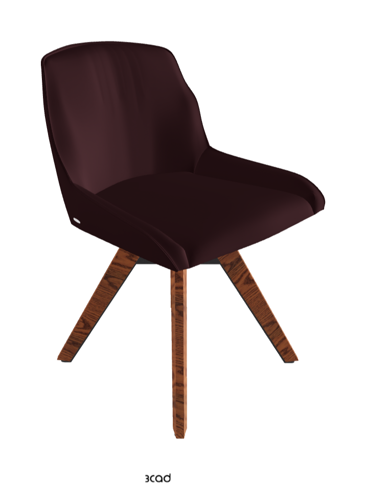 Tyler Swivel Dining Chair_Graphite Embossed_Canaletto Walnut Stained Ashwood_Soft Leather_Bordeaux