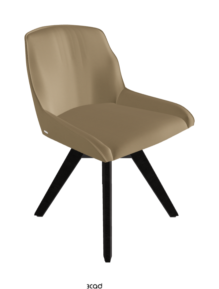 Tyler Swivel Dining Chair_Graphite Embossed_Open Pore Matt Black Ashwood_Soft Leather_Safari