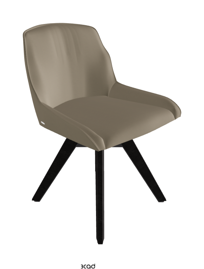 Tyler Swivel Dining Chair_Graphite Embossed_Open Pore Matt Black Ashwood_Soft Leather_Tortora