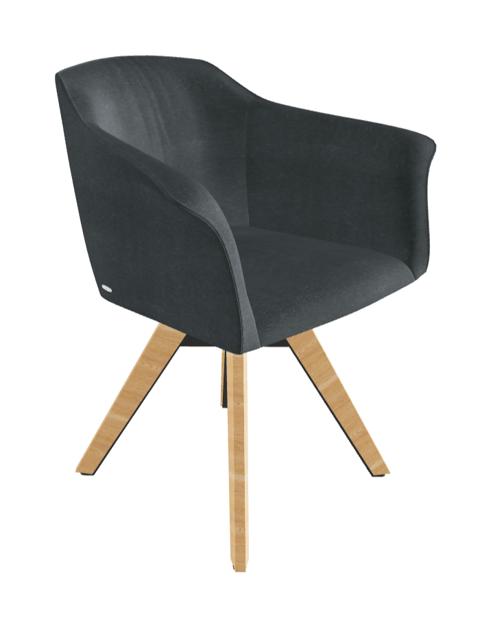 Tyler Swivel Dining Armchair_Graphite Embossed_Natural Ashwood_Fabric_B927