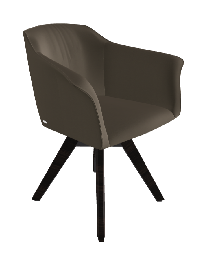 Tyler Swivel Dining Armchair_Graphite Embossed_Burned Oak Stained Ashwood_Soft Leather_Fango