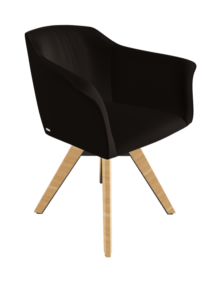 Tyler Swivel Dining Armchair_Graphite Embossed_Natural Ashwood_Soft Leather_Moka