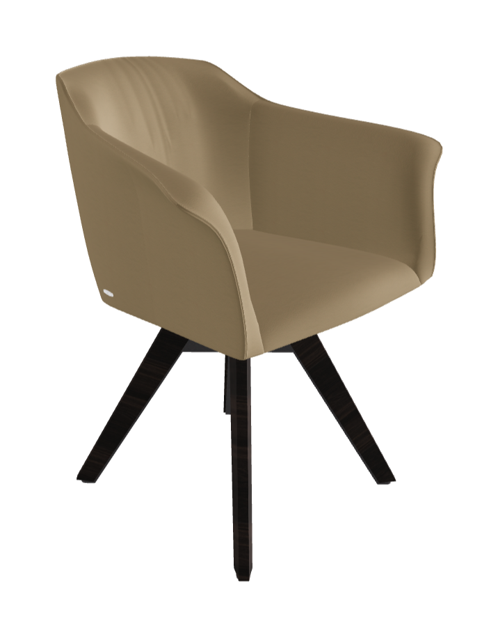 Tyler Swivel Dining Armchair_Graphite Embossed_Burned Oak Stained Ashwood_Soft Leather_Safari