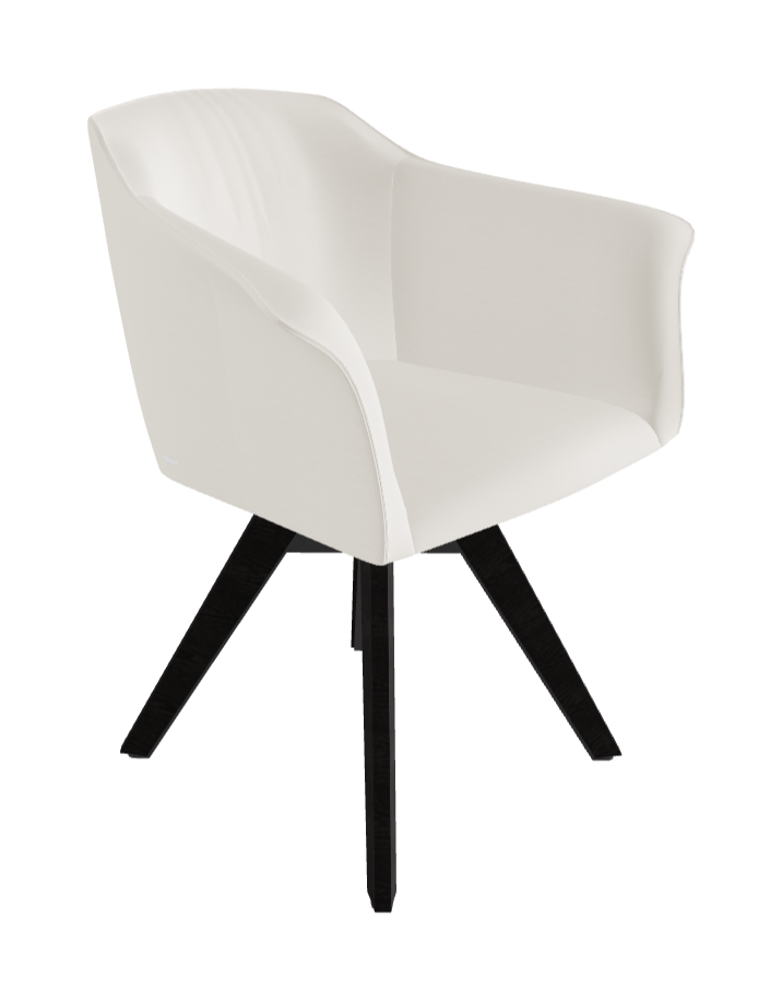 Tyler Swivel Dining Armchair_Graphite Embossed_Open Pore Matt Black Ashwood_Soft Leather_Lino