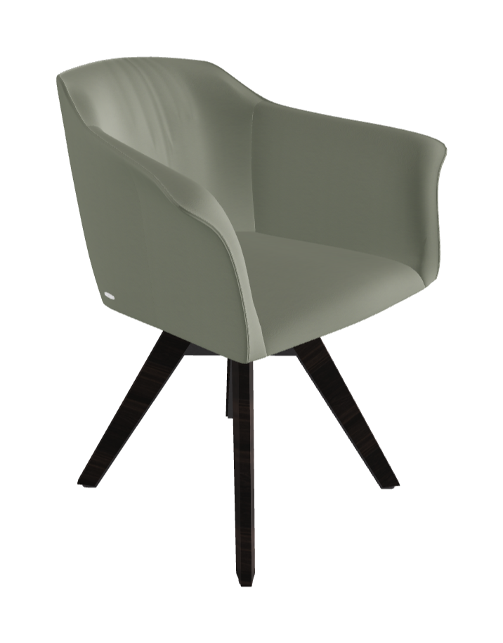 Tyler Swivel Dining Armchair_Graphite Embossed_Burned Oak Stained Ashwood_Soft Leather_Cenere
