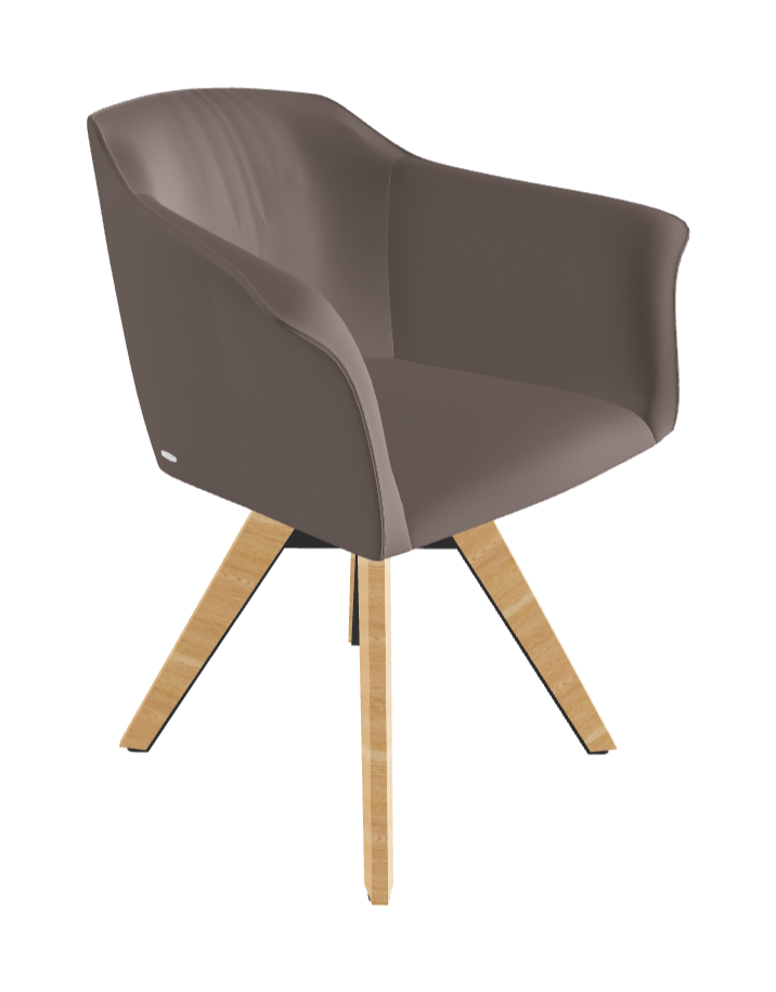 Tyler Swivel Dining Armchair_Graphite Embossed_Natural Ashwood_Soft Leather_Castoro