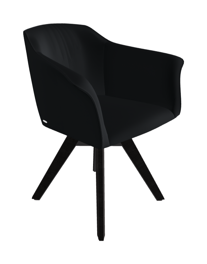 Tyler Swivel Dining Armchair_Graphite Embossed_Open Pore Matt Black Ashwood_Soft Leather_Atlantico