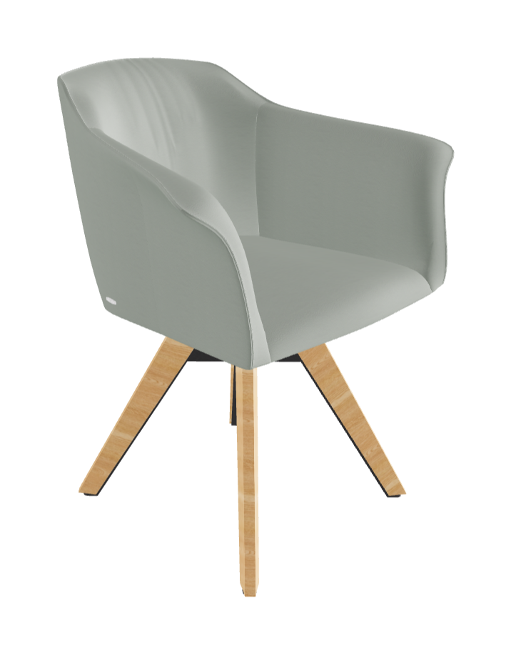 Tyler Swivel Dining Armchair_Graphite Embossed_Natural Ashwood_Soft Leather_Ice