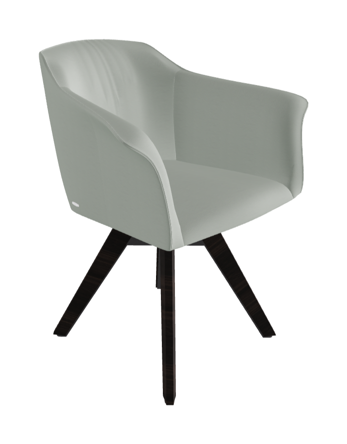 Tyler Swivel Dining Armchair_Graphite Embossed_Burned Oak Stained Ashwood_Soft Leather_Ice