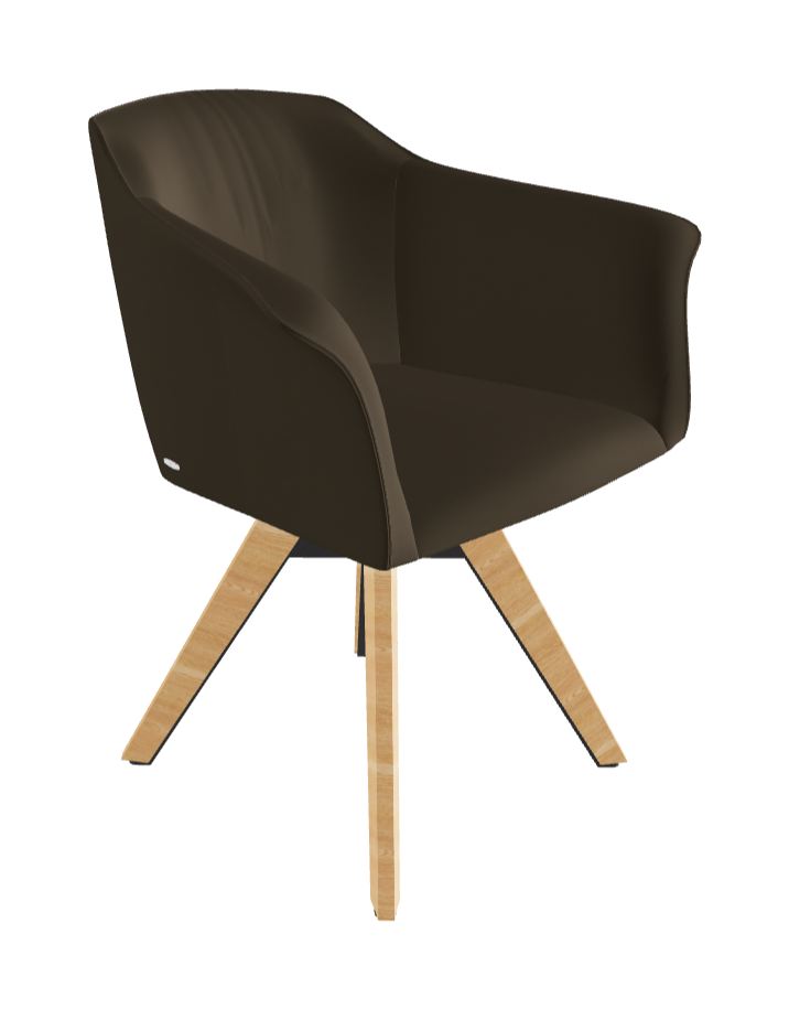 Tyler Swivel Dining Armchair_Graphite Embossed_Natural Ashwood_Soft Leather_Bruno