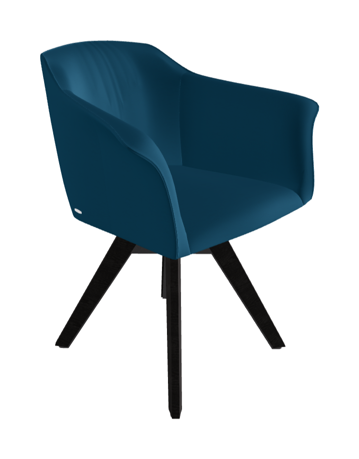 Tyler Swivel Dining Armchair_Graphite Embossed_Open Pore Matt Black Ashwood_Soft Leather_Capri