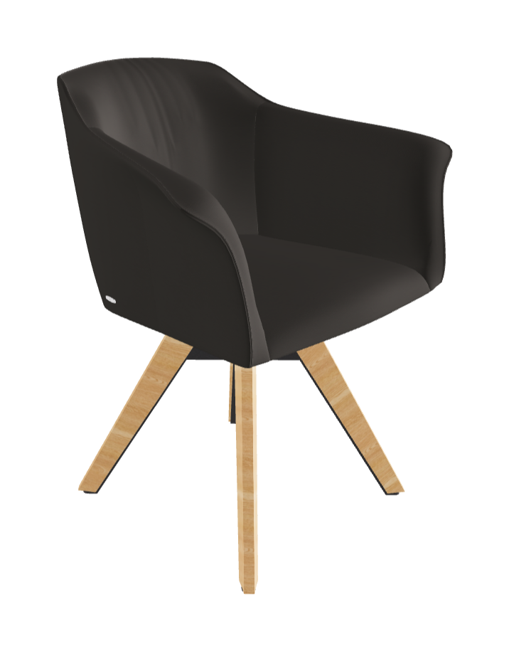 Tyler Swivel Dining Armchair_Graphite Embossed_Natural Ashwood_Soft Leather_Piombo