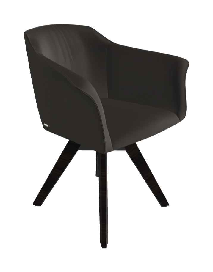 Tyler Swivel Dining Armchair_Graphite Embossed_Burned Oak Stained Ashwood_Soft Leather_Piombo