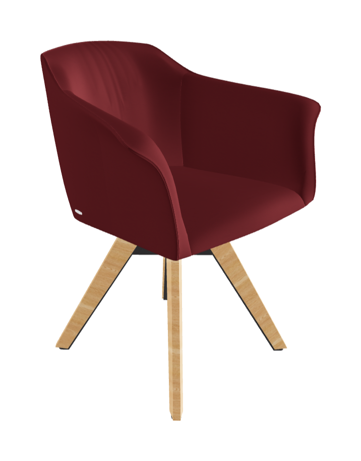 Tyler Swivel Dining Armchair_Graphite Embossed_Natural Ashwood_Soft Leather_Rosso Corsa