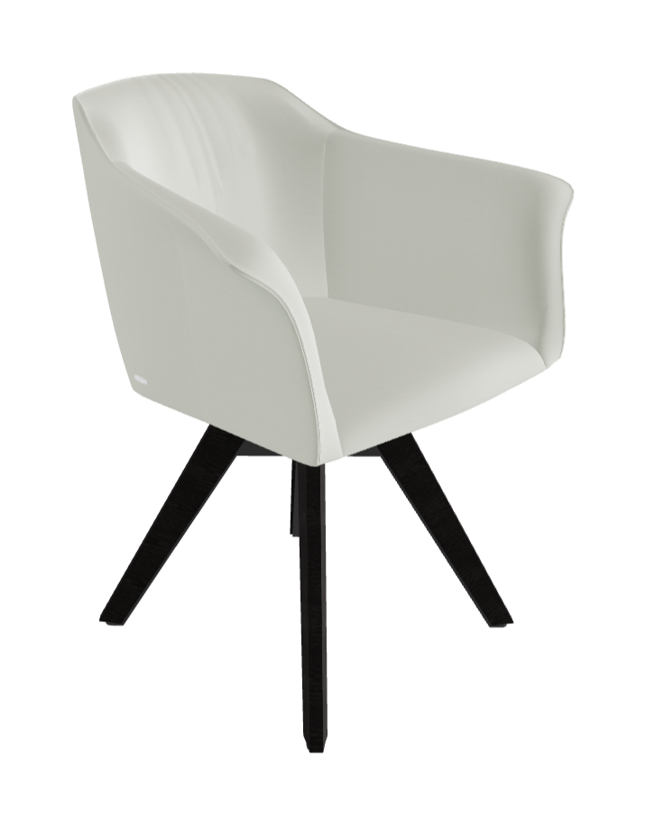 Tyler Swivel Dining Armchair_Graphite Embossed_Open Pore Matt Black Ashwood_Soft Leather_Artico