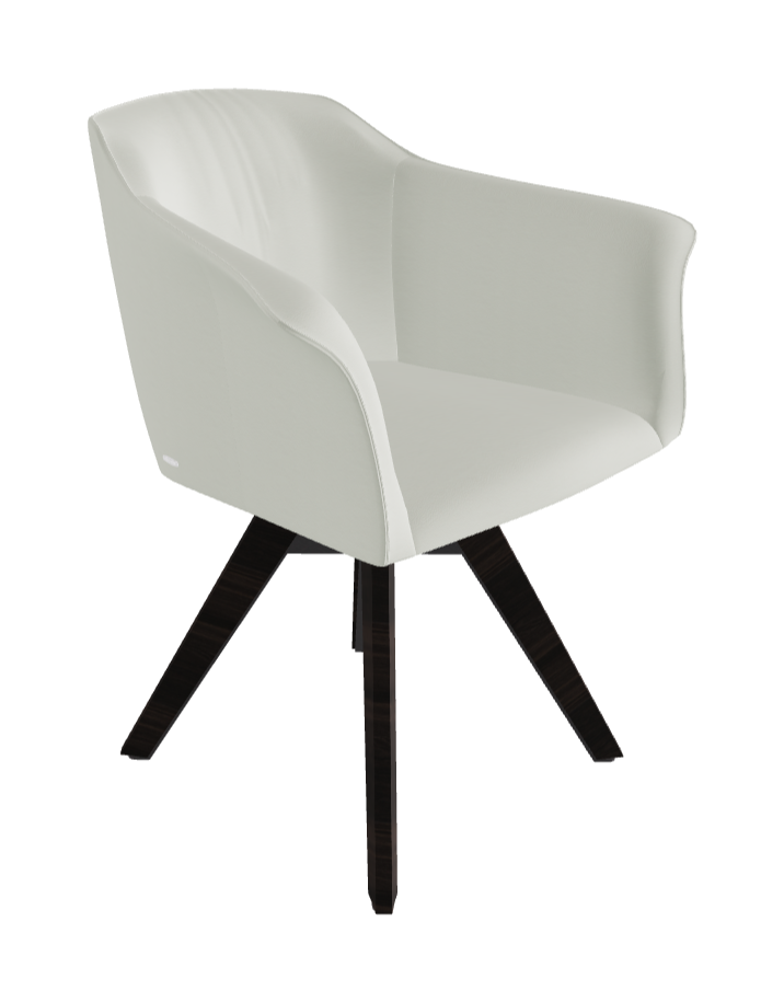 Tyler Swivel Dining Armchair_Graphite Embossed_Burned Oak Stained Ashwood_Soft Leather_Artico
