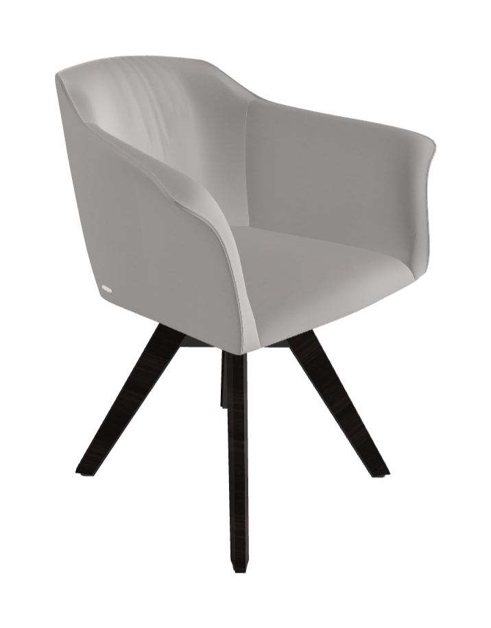 Tyler Swivel Dining Armchair_Graphite Embossed_Burned Oak Stained Ashwood_Soft Leather_Nardo