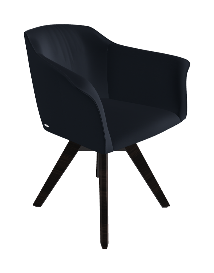 Tyler Swivel Dining Armchair_Graphite Embossed_Burned Oak Stained Ashwood_Synthetic Leather_Navy