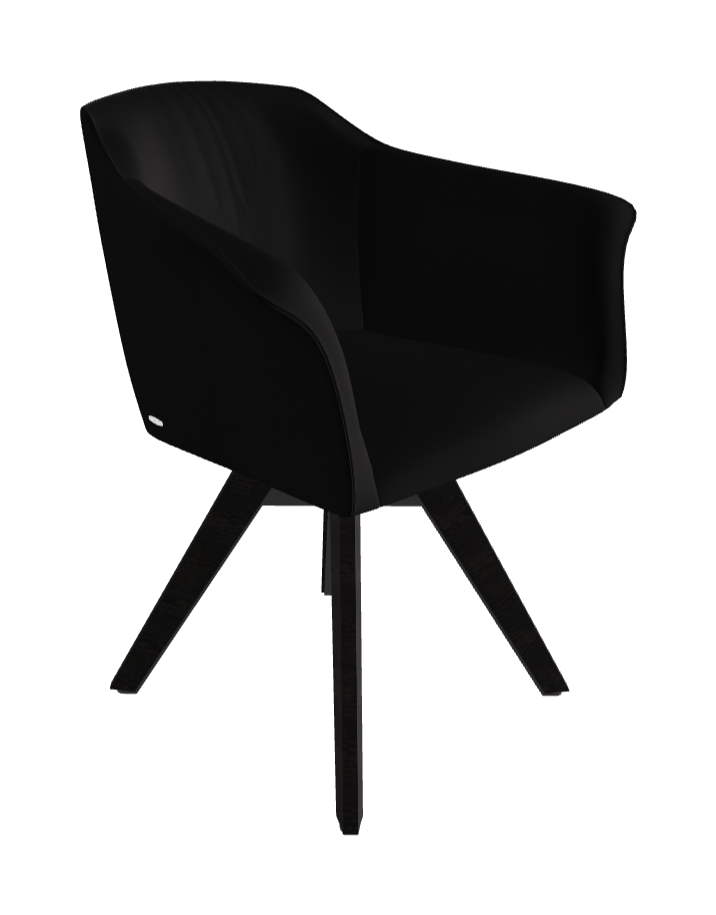 Tyler Swivel Dining Armchair_Graphite Embossed_Open Pore Matt Black Ashwood_Synthetic Leather_Nero