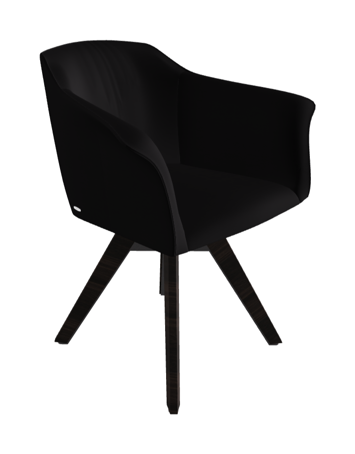 Tyler Swivel Dining Armchair_Graphite Embossed_Burned Oak Stained Ashwood_Synthetic Leather_Nero