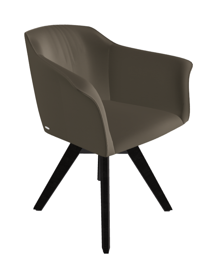 Tyler Swivel Dining Armchair_Graphite Embossed_Open Pore Matt Black Ashwood_Synthetic Leather_Fango
