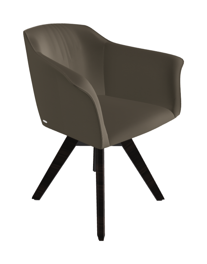 Tyler Swivel Dining Armchair_Graphite Embossed_Burned Oak Stained Ashwood_Synthetic Leather_Fango