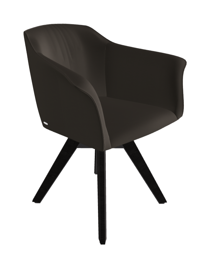 Tyler Swivel Dining Armchair_Graphite Embossed_Open Pore Matt Black Ashwood_Synthetic Leather_Fossil